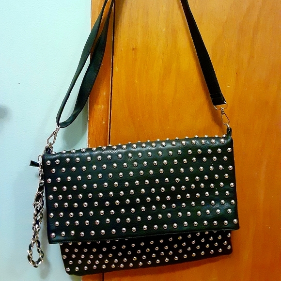 Gold detailed rock chic clutch, messenger bag - Picture 5 of 5